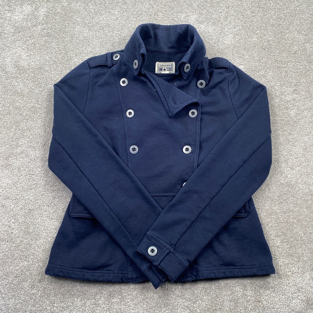 Converse One Star Double Breasted Jacket Navy Blue Junior XL Military‎ Style